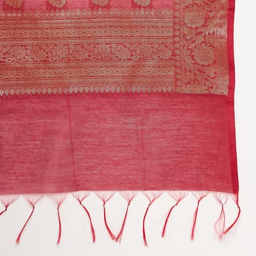 Rangavali Mangalagiri Anarkali Suit Set | Maroon Embroidered Managalgiri Readymade Outfit Kurta, Pant & Banarasi Dupatta for Women | Kurti Set for Ladies | 3 Pcs, M, 34