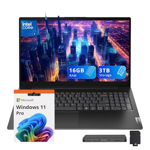 Lenovo V15 Gen 5 15.6" FHD Laptop, Intel Core 7 240H, 16GB DDR5, 3TB Storage(2TB SSD+1TB Docking Station Set), Intel Graphics, Numeric Keypad, HD Webcam, Wi-Fi 6, Win 11 Pro, Black