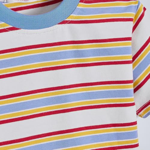 Hopscotch Boys Striped T-shirt and Dungaree Overall Set in White Color For Age (5-6 Years)