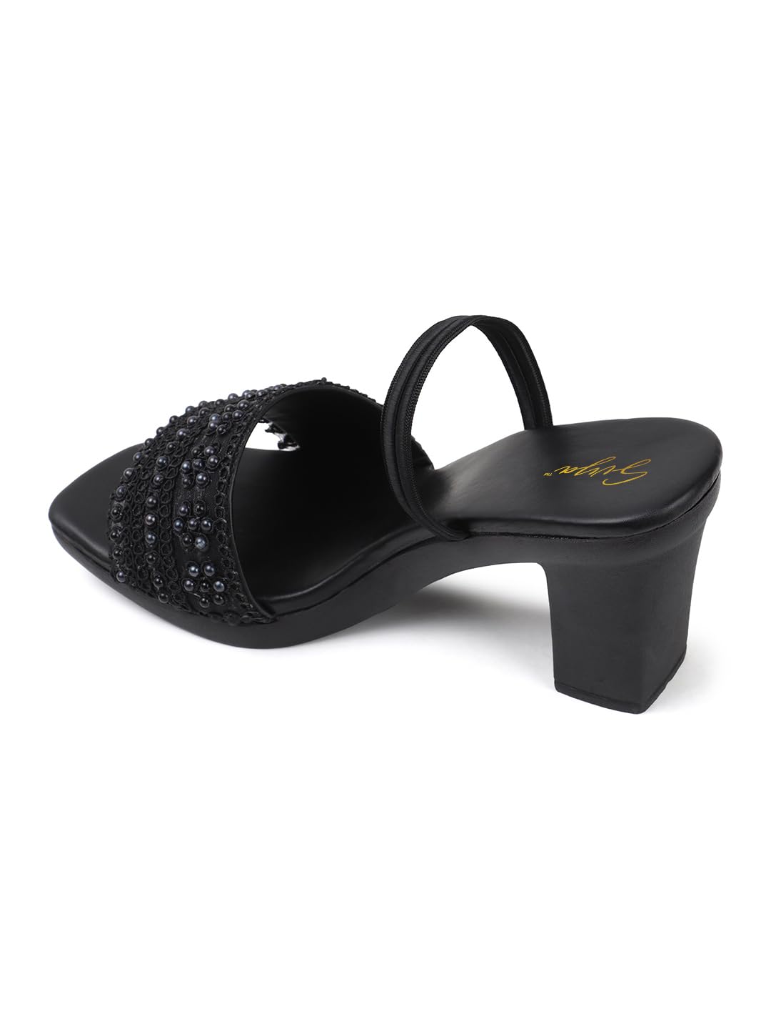 SVYA Comfortable Heel Sandals for Women and Girl (Black, UK Footwear Size System, Adult, Women, Numeric, Medium, 4)