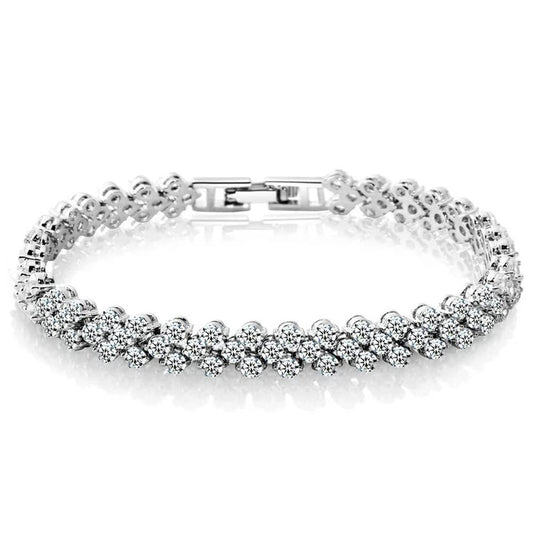 Shining Diva Fashion Platinum Plated Crystal Bangle Bracelet for Women and Girls (14677b)
