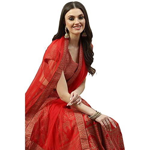 BIBA Womens Polyester Lehenga Set Readymade Tomato Red L