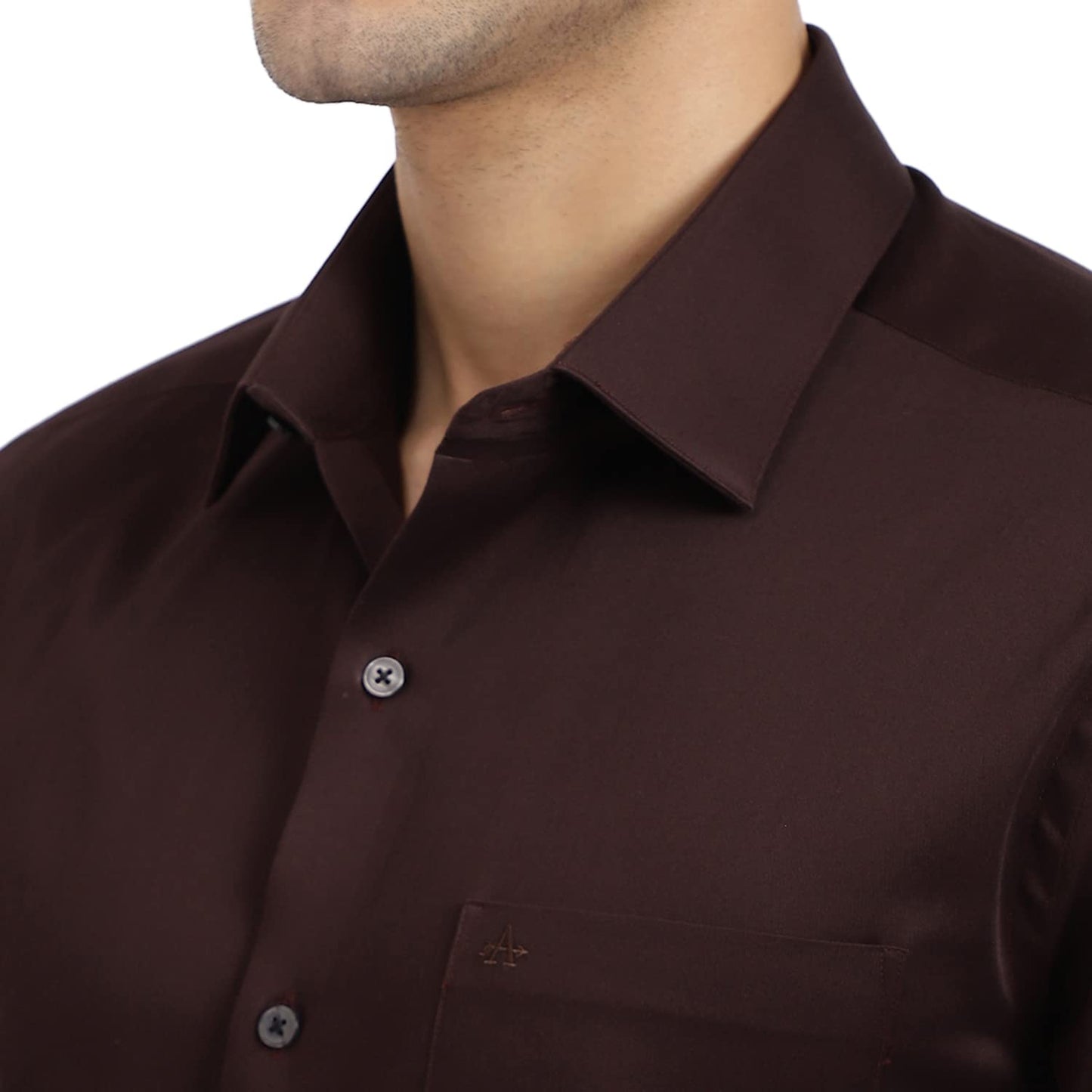 Arrow Men's Brown Solid - Cutaway Collar Full Sleeves Formal Shirt with Chest Pocket | Cotton Fabric | Slim Fit