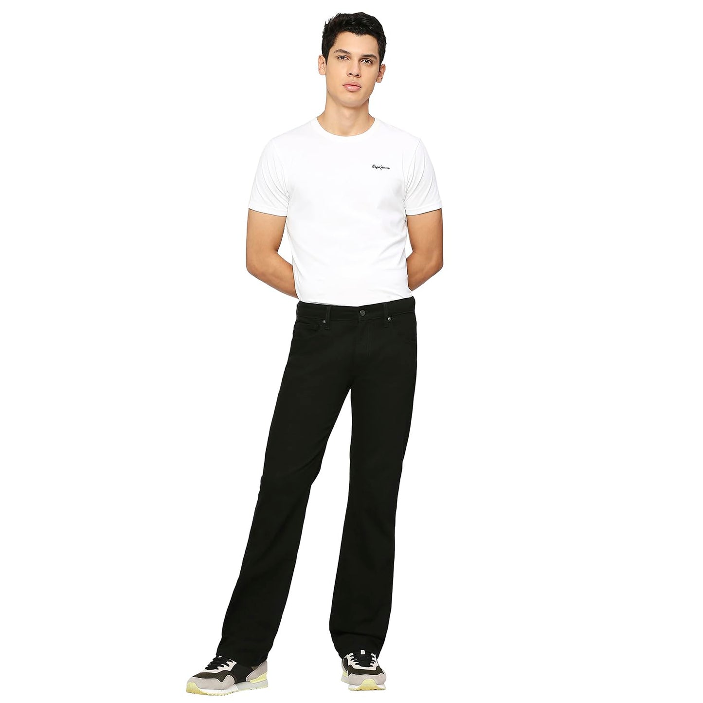 Pepe Jeans Men's Mid Rise Straight Fit Jeans Black
