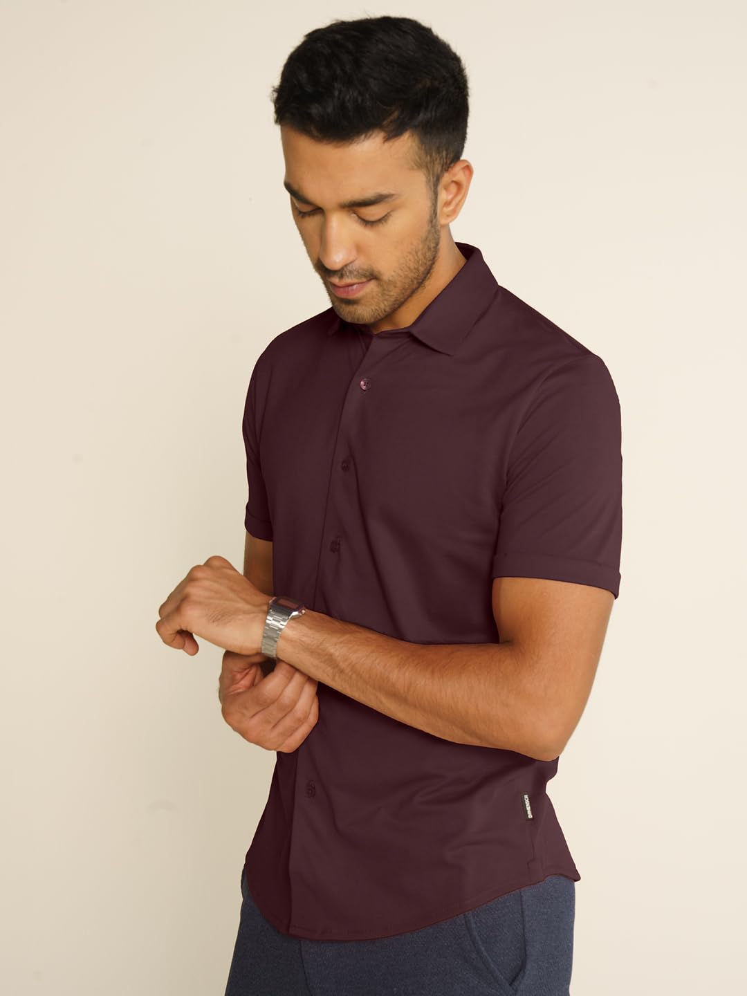 DAMENSCH Constant Cotton Thermoregulating Pique Half Shirt - Loyal Maroon - L