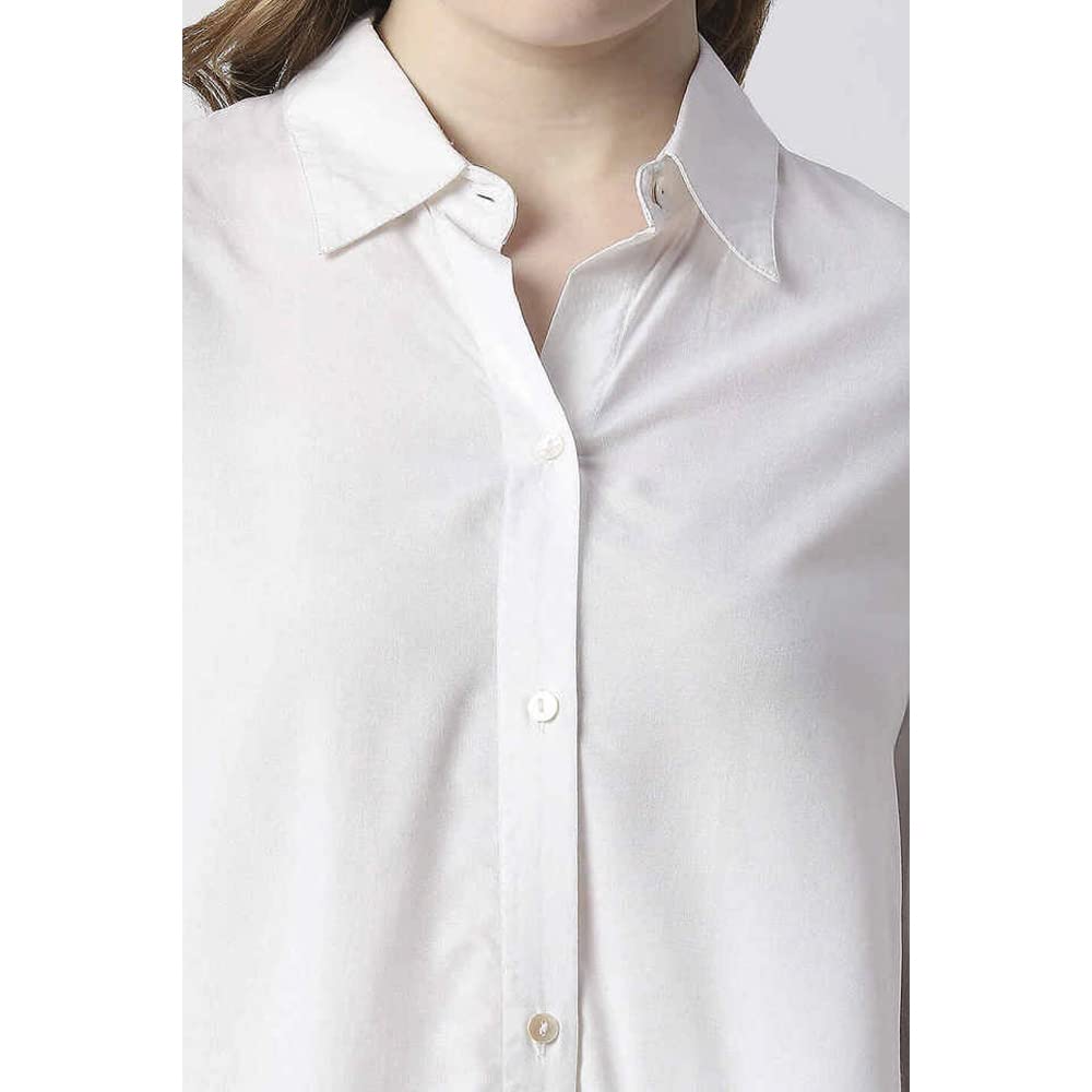 Pepe Jeans Solid Viscose Round Neck Women's Shirt (White, Medium)