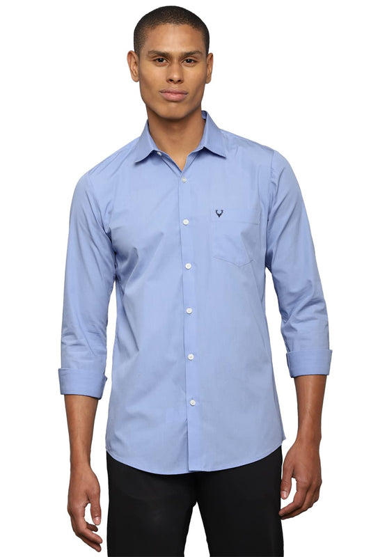 Allen Solly Men's Solid Superslim Shirt (ASSFQMOB087035_Medium Blue 40)