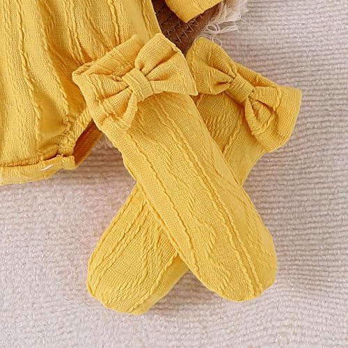 Hopscotch Baby Girls Textured Print Full Sleeves Yellow Bodysuits For Ages (9-12 Months)