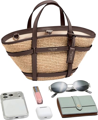 Cole Haan Women's Key West Crossbody, Natural Raffia/Dk. Chocolate, UNIT