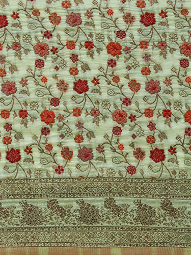 MOHEY Women's Saree, Suitable for Party, Anniversary & Wedding Sari for Women, All Over Jaal, Bordered Art Silk (Green)