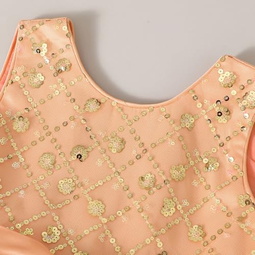 Hopscotch Girls Orange Sleeveless Sequined Ruffle Gown for Age (6-8 Years)