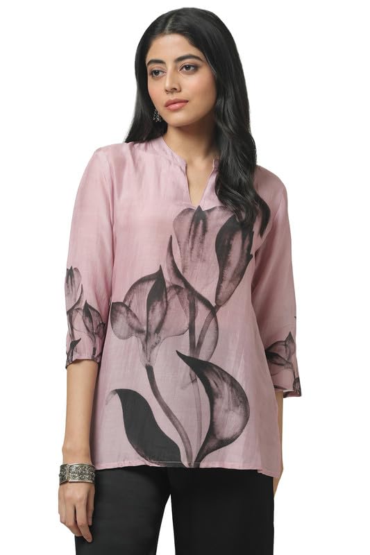 Soch Womens Onion Pink Muslin Floral Print Tunic
