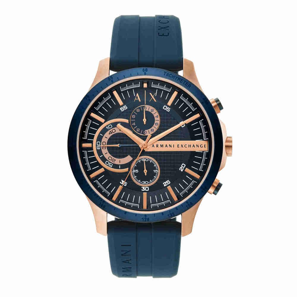 A|X Armani Exchange Men's Chronograph Quartz Watch with Silicone Strap AX2440, Blue, strap, blue, Standard, AX2440-AMZUK