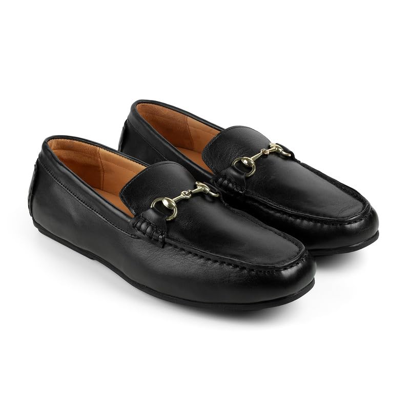 tresmode Slok Men's Black Leather Loafers Shoe in Size 7 UK (41 EU)