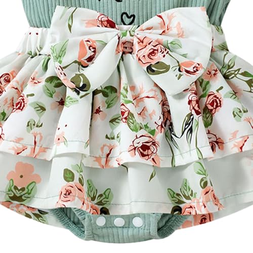 Hopscotch Baby Girls Text Print Bodysuit with Headband In Green Color For Ages (6-9 Months)