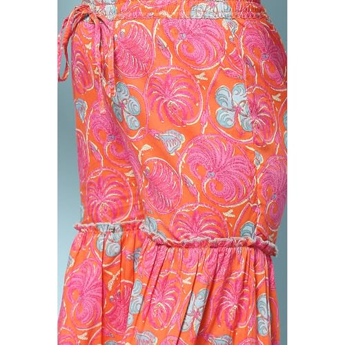 BIBA Girl Cotton Printed Relaxed Kid(Kw4783_Orange_5), Straight Kurta Garara Suit Set
