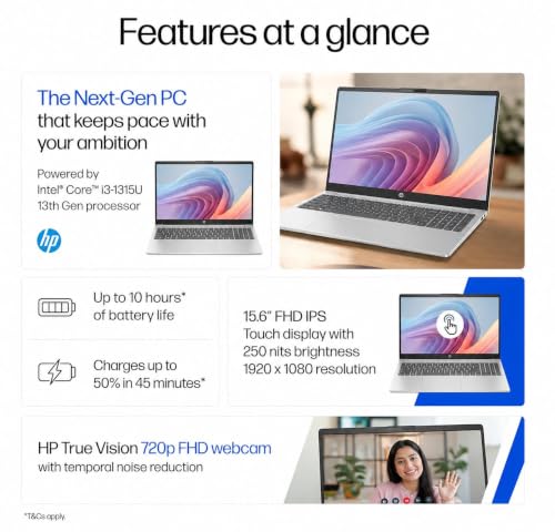 HP EliteBook 650 G10 (2026), Intel Core i3 13th Gen 1315U, (16GB/512GB SSD/Intel UHD Graphics/Windows 11 Pro) Business Laptop/Backlit+FingerPrint/15.6" Touch FHD Display/Silver/1.5 Kg/MSO 2024