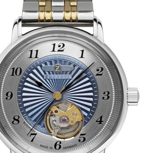 Zeppelin Woman’s Automatic Watch with Open Heart and Metal Strap