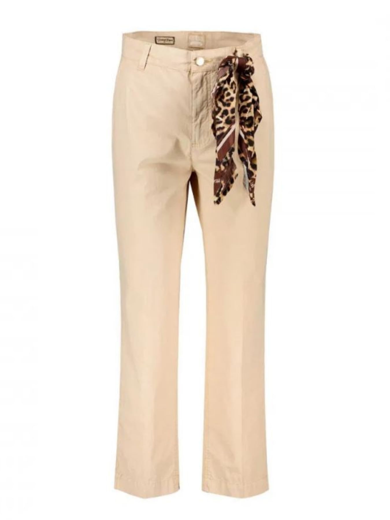 GUESS Women's Beige Cotton Solid Slim Fit Trouser