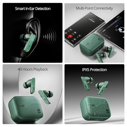 boAt Airdopes 800 HiDef, Hi-Res Audio LDAC, 4Mic ENx, App Support, ASAP Charge, IPX5, Low Latency, Dual Pairing, BTv5.3, Bluetooth TWS in Ear Earbuds Wireless Earphones (Emerald Green)
