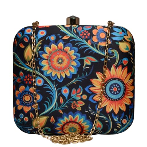 Artklim Blue Floral Printed Clutch