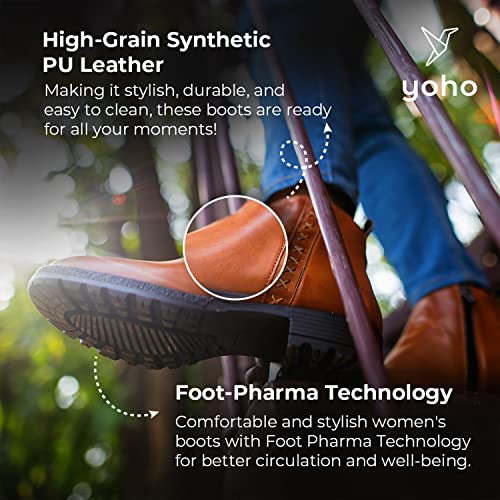 YOHO Tan Boot For Women Stylish and Comfortable| Mid Ankle Boot and Anti Skid Sole |Trendy,Zipper Casual Boots for Womens, Outdoor and Holiday Outings| Size-6