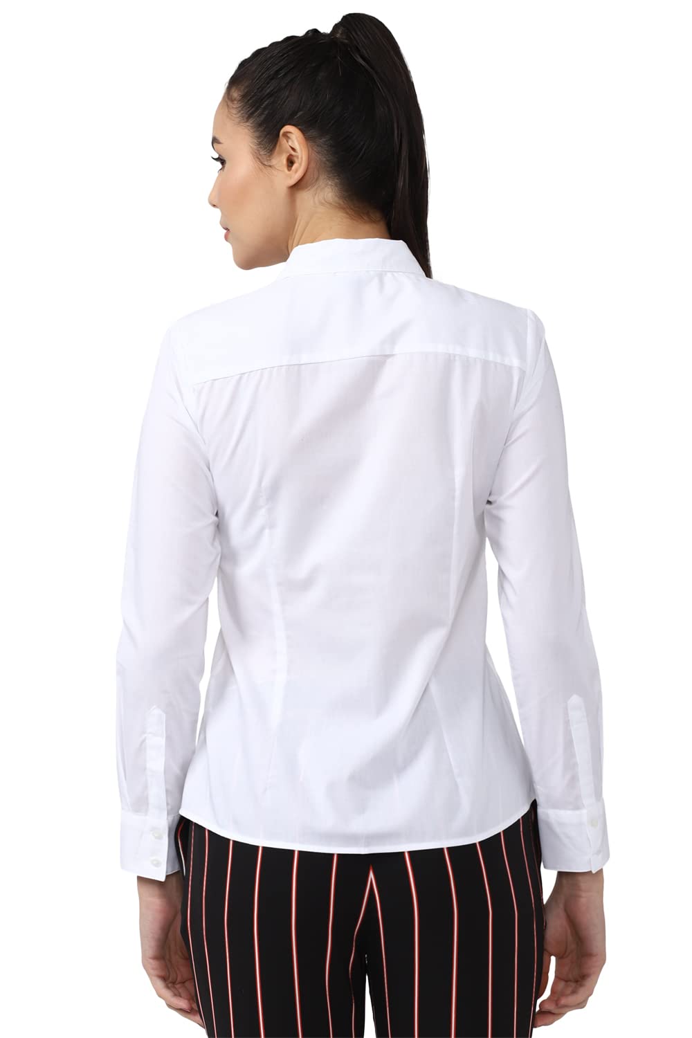 Van Heusen Women's Solid Regular Fit Shirt (VWSFCRGBU86024_White XS)