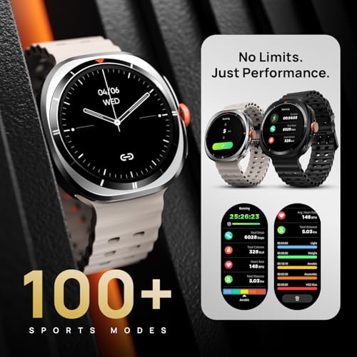 Fire-Boltt Axiom Round Smart Watch 1.43″ Super AMOLED Display with Always‑On Mode, Bluetooth Calling, Rotating Crown, SPO₂ & Heart Rate Monitor, IP67 Waterproof Silicone Smartwatch for Men - White