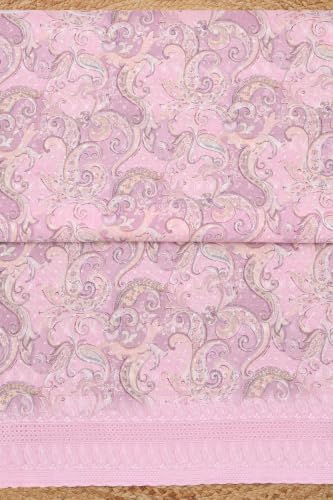 Soch Womens Lavender Cotton Paisley Printed Chikankari Embroidered Dress Material