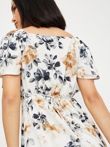 Max Women's Polycotton Modern Midi Dress (DTI3601_Ivory