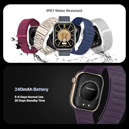 Fire-Boltt Brillia Pro Smart Watch with 51.3mm (2.02 inch) AMOLED Display, Bluetooth Calling, SpO2, Heart Rate Monitoring, 120+ Sports Modes, IP67 Waterproof, Long Battery Life (Wine Mag)