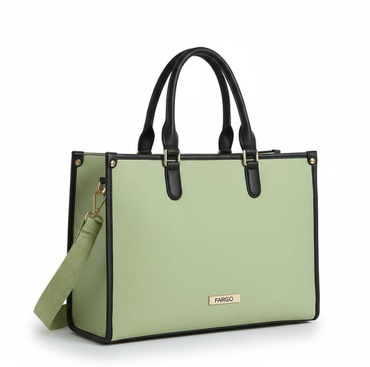 Fargo Regal Vegan Leather Tote Bag for Women | Laptop Compartment, RFID Pockets, YKK Zipper, Large Office Handbag | Shoulder Bag for College & Daily Use | Made in India (Lemon and Black)