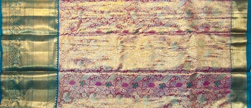 VFCollections Women's Traditional Handloom Kanchipuram Silk Pure Pattu Sarees | Rich Zari Woven Design | Bridal Saree | Unstitched Blouse (VFC670-1)