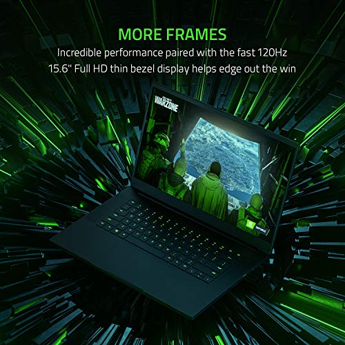 Razer Blade 15 Base Gaming Laptop 2020: Intel Core i7-10750H 6-Core, NVIDIA GeForce GTX 1660 Ti, 15.6" FHD 1080p 120Hz, 16GB RAM, 256GB SSD, CNC Aluminum, Chroma RGB Lighting, Thunderbolt 3, Black