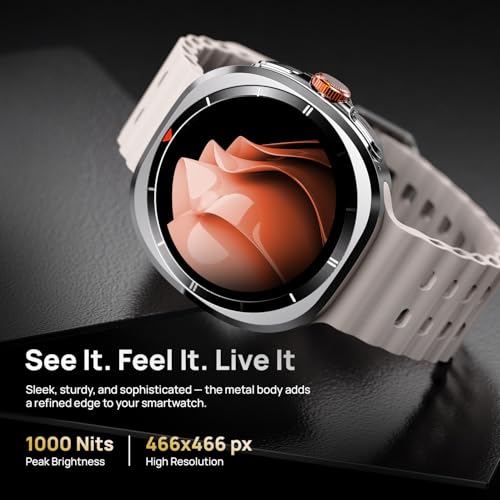 Fire-Boltt Axiom Round Smart Watch 1.43″ Super AMOLED Display with Always‑On Mode, Bluetooth Calling, Rotating Crown, SPO₂ & Heart Rate Monitor, IP67 Waterproof Silicone Smartwatch for Men - White