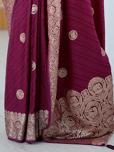 Satrani Women'S Silk Weaving Saree With Unstitched Blouse Piece (4612S6959N_Wine)