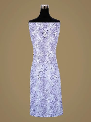 Ada Hand Embroidered Chikankari Georgette Dress Material for Women Lavender