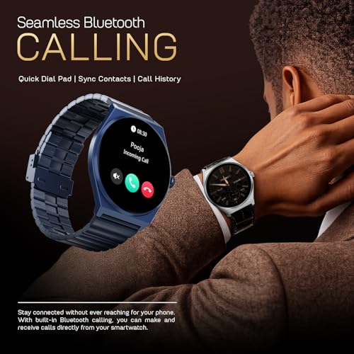 Fire-Boltt Phoenix Nova Smartwatch 1.43” Slim Super AMOLED Display 466x466 Pixel Always-On Display Bluetooth Calling, Health Tracker for Men & Women Midnight Sapphire