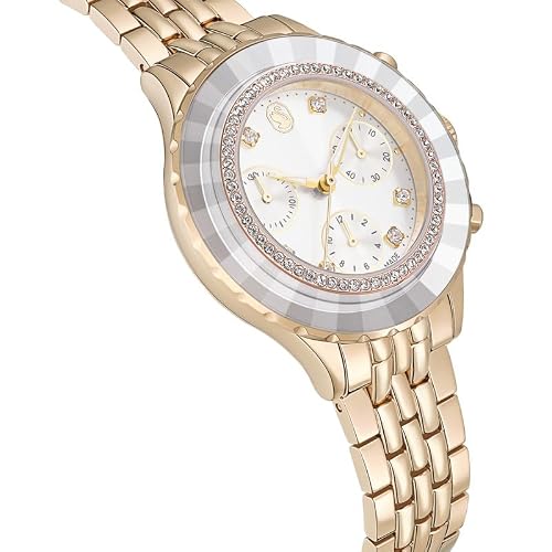 Swarovski Octea Chrono Watch, Swiss Made, Metal Bracelet, Gold Tone, Champagne Gold-Tone Finish