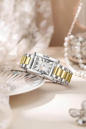 Daniel Hechter Paris Opera Collection Square Dial Watch for Women with Roman Indices and Stainless Steel Strap-DHW2004