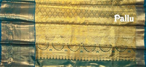 VFCollections Women's Traditional Handloom Kanchipuram Silk Pure Pattu Sarees | Rich Zari Woven Design | Bridal Saree | Unstitched Blouse (VFC670-1)