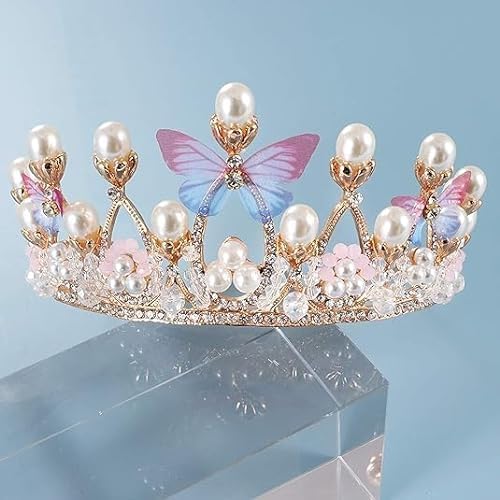 WICHARSH Girls Crystal Tiara Crown Women Flower Butterfly Princess Headband Gift for Wedding Prom Birthday Party Pageant Christmas Hair Accessories Costume Party Gift