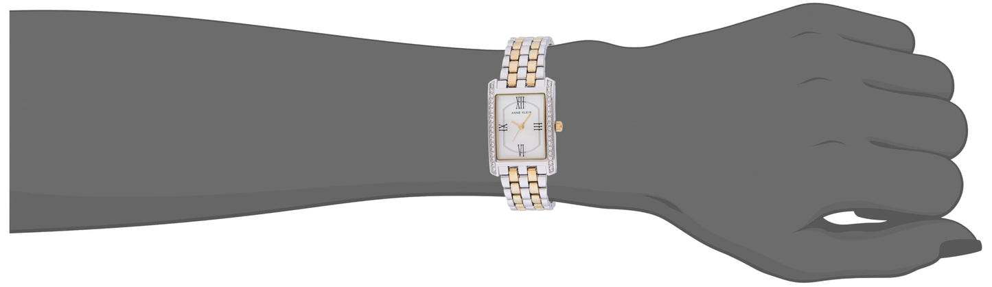 Anne Klein Quartz Analog White Dial Two Toned Silver & Gold Metal Strap Watch for Women - NEAKB3991TTST