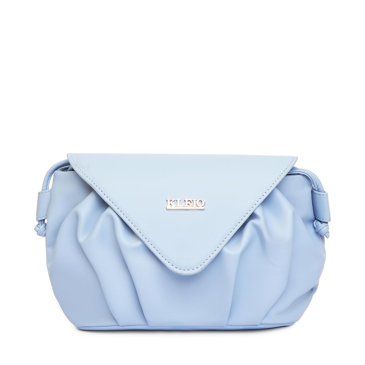 KLEIO Vegan Leather Pleated Elegant Sling Bag For Women with Magnet Flap Closure (Powder Blue)