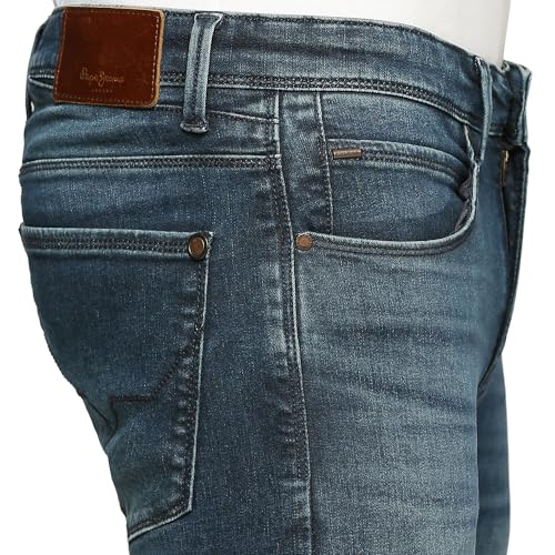 Pepe Jeans Men's Mid Rise Slim Fit Jeans, Blue, 36