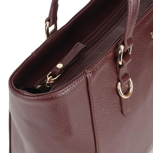 Fastrack CityStride Cherry Tote | Faux-Leather Women’s Handbag | Pebble-Textured Tote for 14-Inch Laptop with Dual Compartments