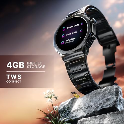 Fire-Boltt Onyx- 36.3mm AMOLED Always On Display Smart Watch, 466 * 466 High Resolution, Bluetooth Calling, Steel Design, IP67, 4GB Storage, 300+ Sports Modes, 130+ Watch Faces (Black)