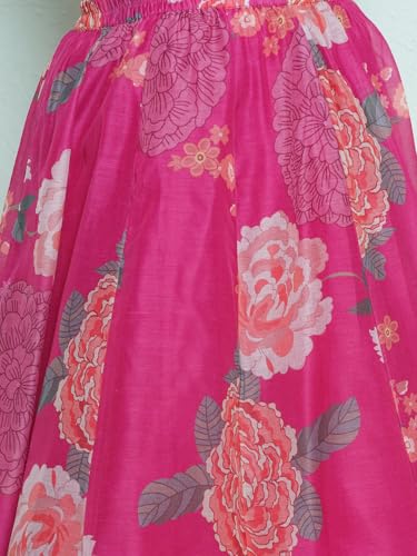 Bitiya by Bhama Girls Pink & Green Multi Printededed Ready to wear Lehenga & Choli with Dupatta
