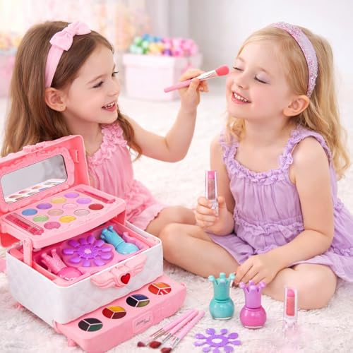 Amazon Brand - Jam & Honey Kids Makeup Kit for Girl, Girls Princess Play Make Up Toys Unicorn Toys for Girl Real Washable Makeup , Makeup Set for Age 3+ Year Old Birthday Gift (Makeup Kit)