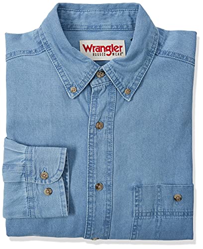 Wrangler Mens Rugged Wear Basic One Pocket Denim Shirt.